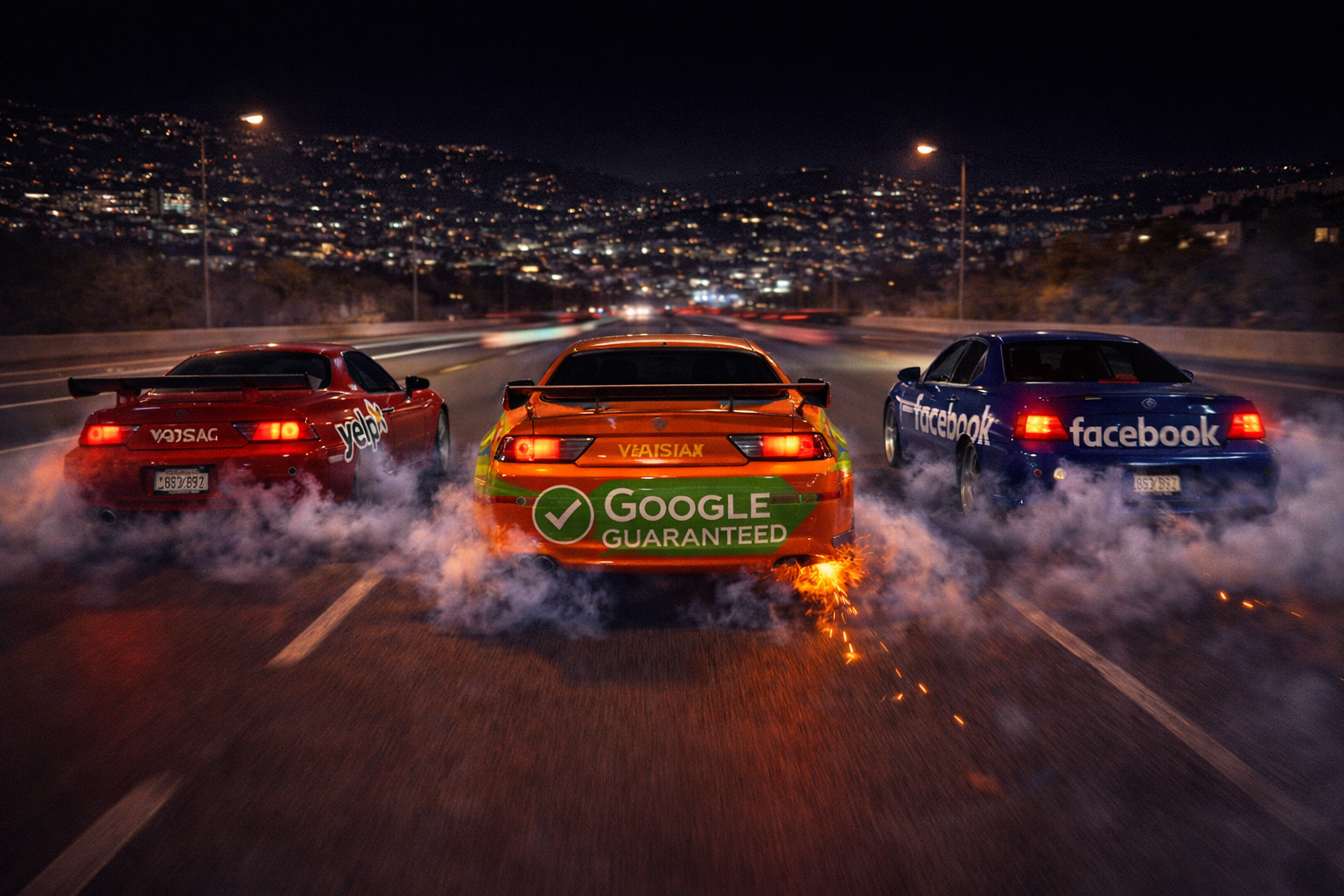 Racing through the city lights